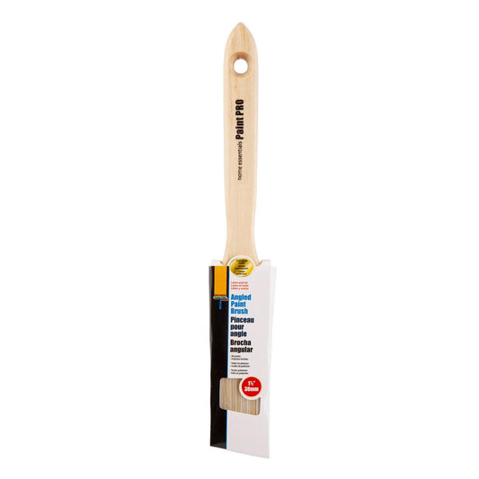 H.E. Paint Pro, 1.5" Angled Paintbrush, Wooden Handle, slv card