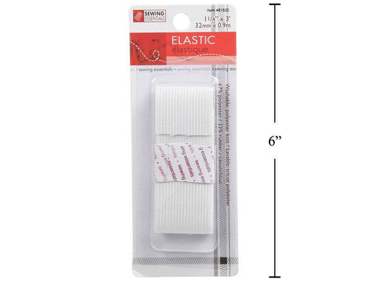 Sewing E. 1-1/4"x3' Elastic,  (32mmx0.9m),  b/c