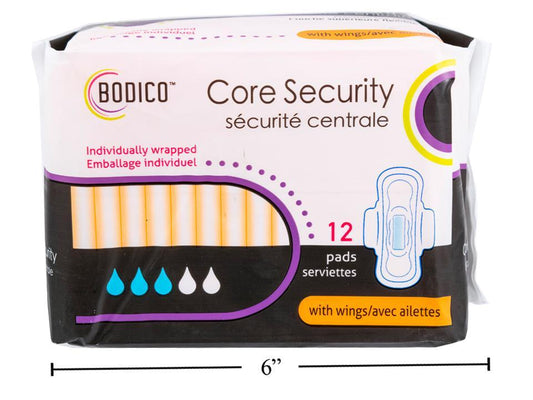 Bodico Pads w Wings & Leakguard, 12pcs/bag, ind-wrapped