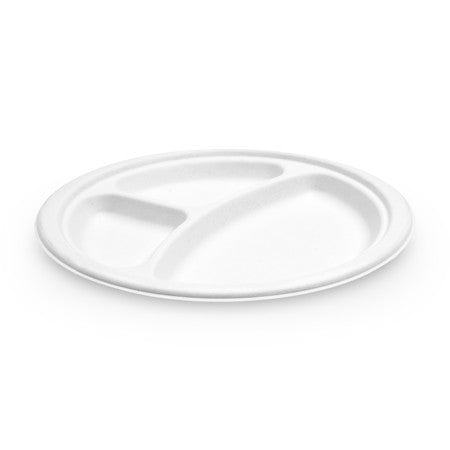 iECO 9" BAGASSE PLATE 3 COMPARTMENTS 10/PK  X 24/CS
