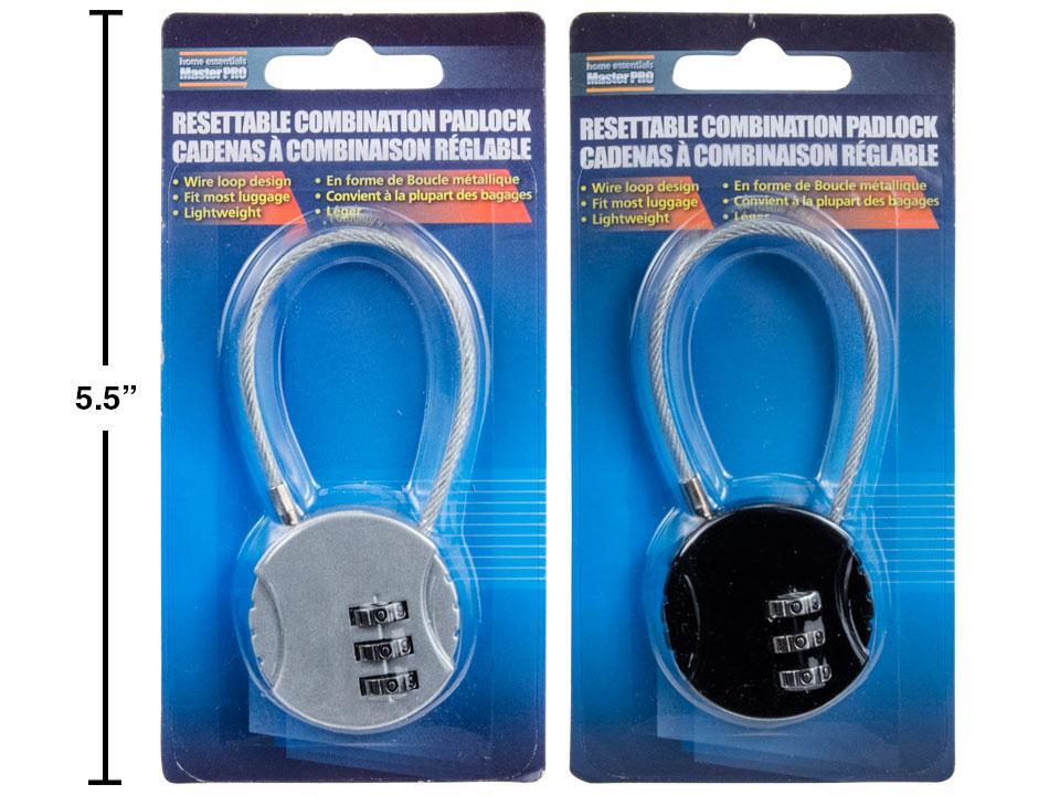 H.E. Master Pro,  3.5" Combination Padlock, Resettable, 2 col., b/c