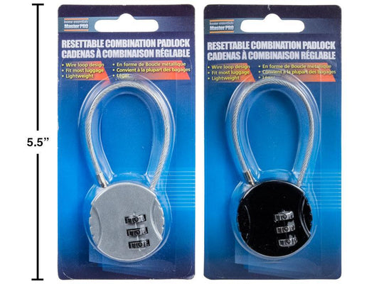 H.E. Master Pro,  3.5" Combination Padlock, Resettable, 2 col., b/c