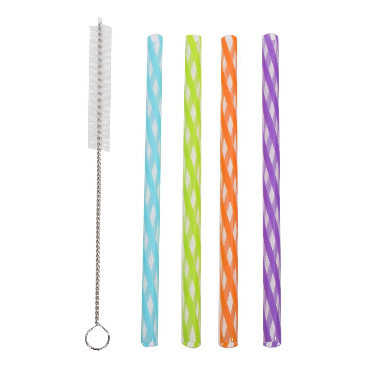 Luciano Reusable 25-pc Kids Straws, w/ cleaning brush, zip lock bag(CS)