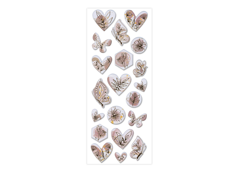 Paper Craft Sticker: 25cmx10cm 3D Puffy Foil H) Floral Flair