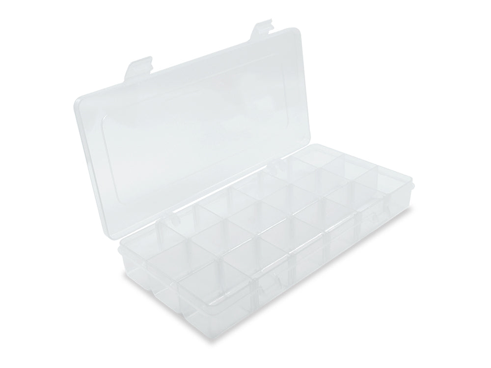 Craft Storage: 9.1"x4.4"x1.3" Organizer Box 18-Comp w/Lid B) Clear