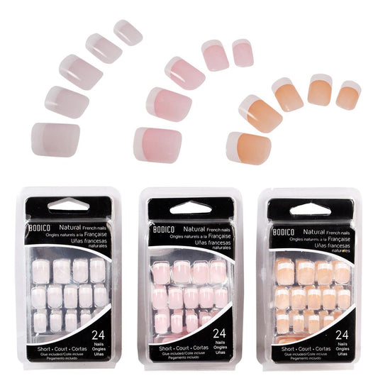 Bodico Natural French Nails w 2g of glue, 3asst(HZ)