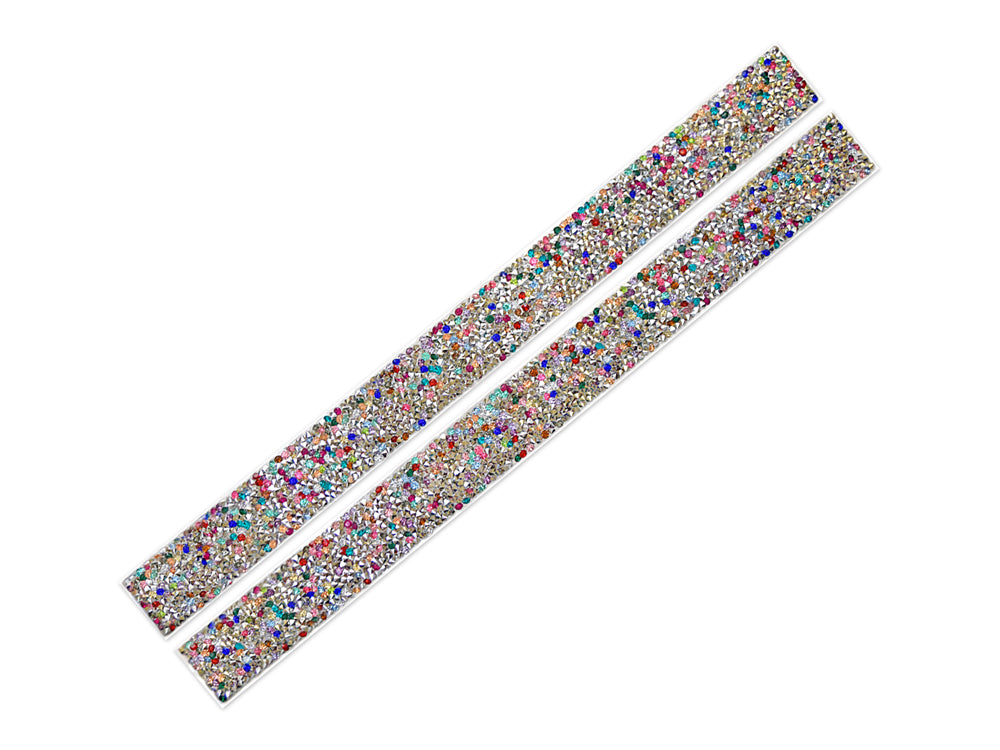 Paper Craft Sticker: 1"x12" Crushed Diamond Gem Borders x2 A) Rainbow