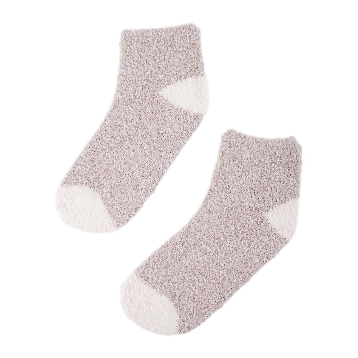 Nordic T. Ladies Fuzzy Socks 3 asst, ankle w antislip, hc