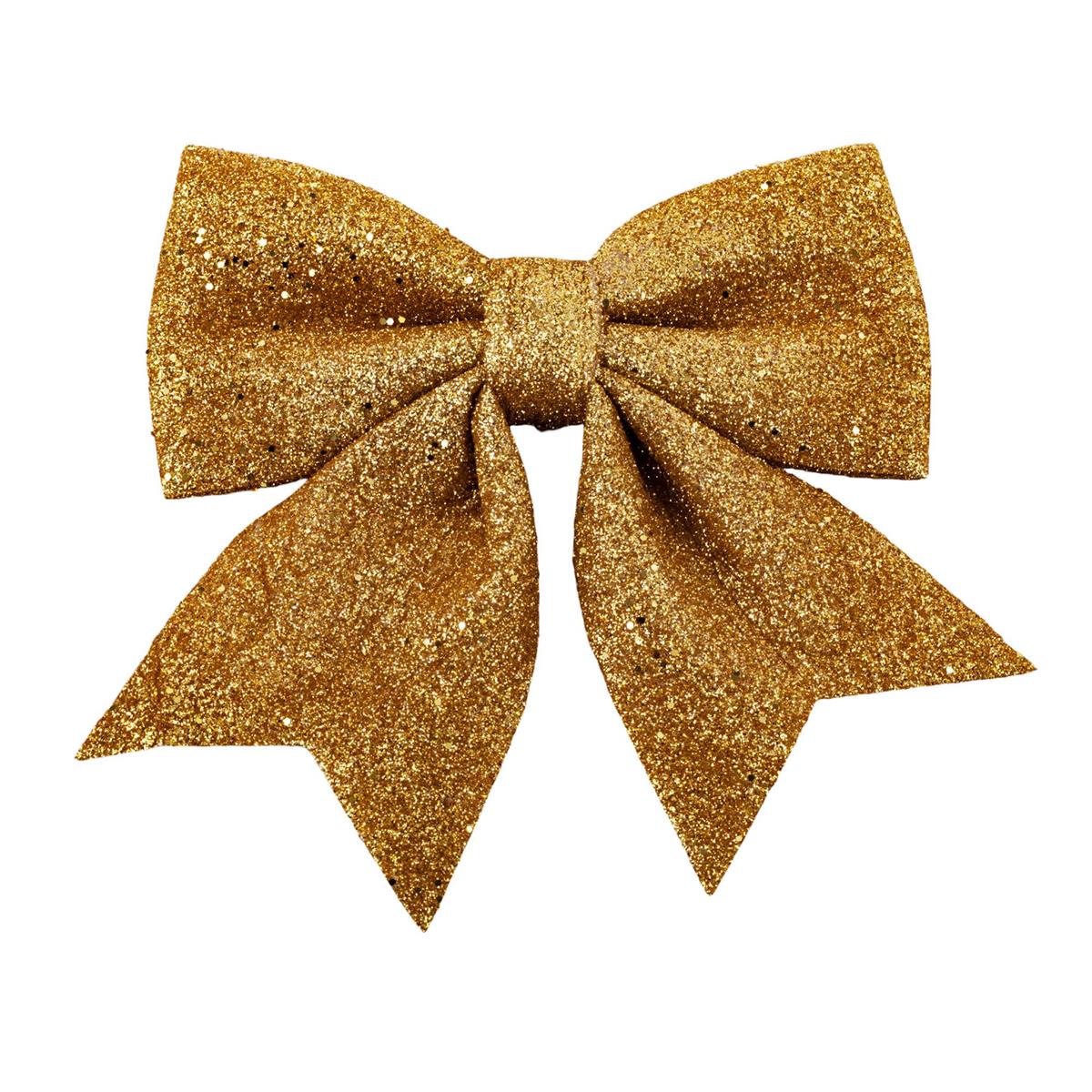 DECO.N 2pk 5X5" Glittery  Gold Fabric Bow, T.O.C.