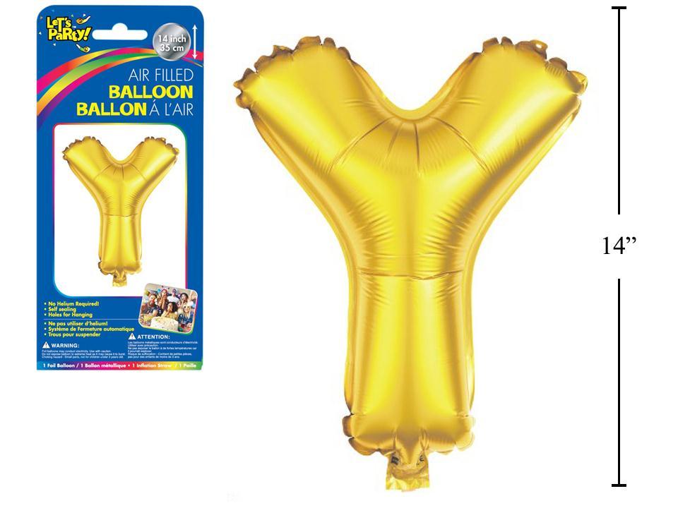 Let's Party "Y" Gold Air Filled Balloon,14"
