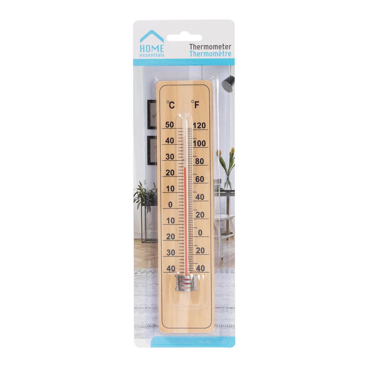 H.E.  8.75" Wooden Thermometer,  b/c