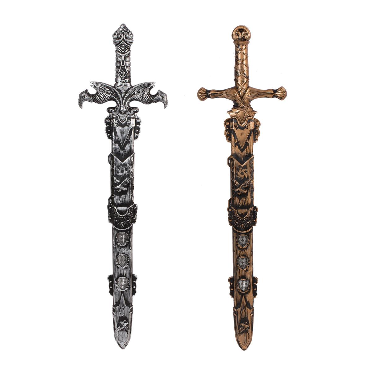 22â€ Plated Blade Knight Sword w/ Sheath, 2 /c, silver blade, TOC