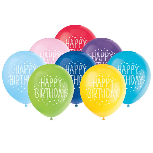 Fun Happy Birthday 12" Latex Balloons  8ct