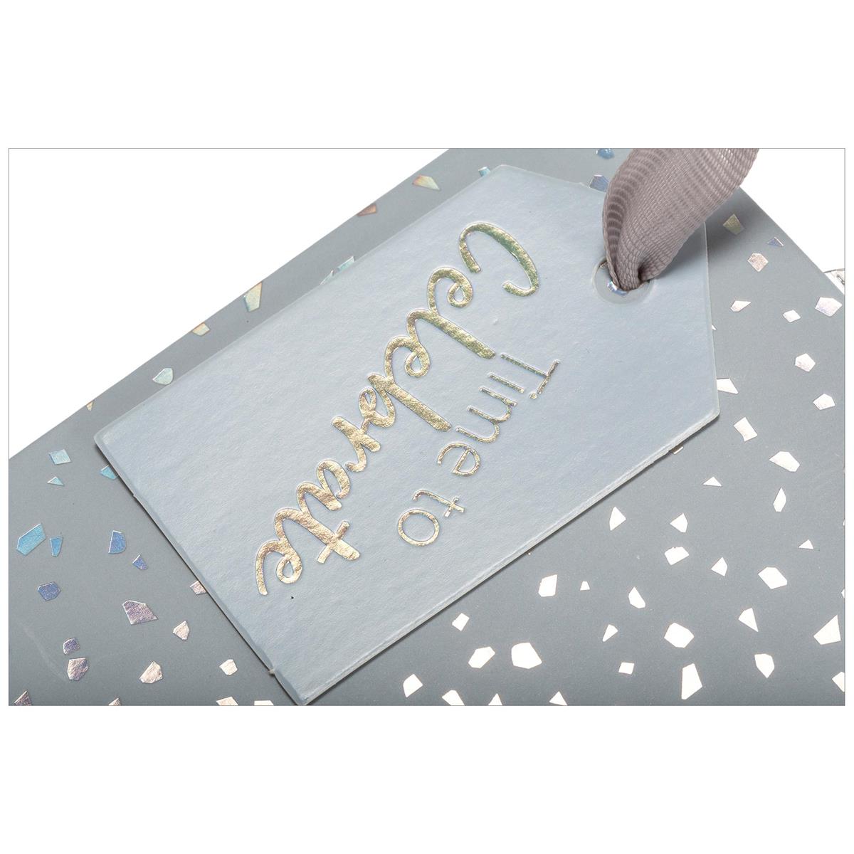 Paper T. DLX Gift Bag, Small, Grey Sparkle, Matte 210GSM, HS Tag +j-hook