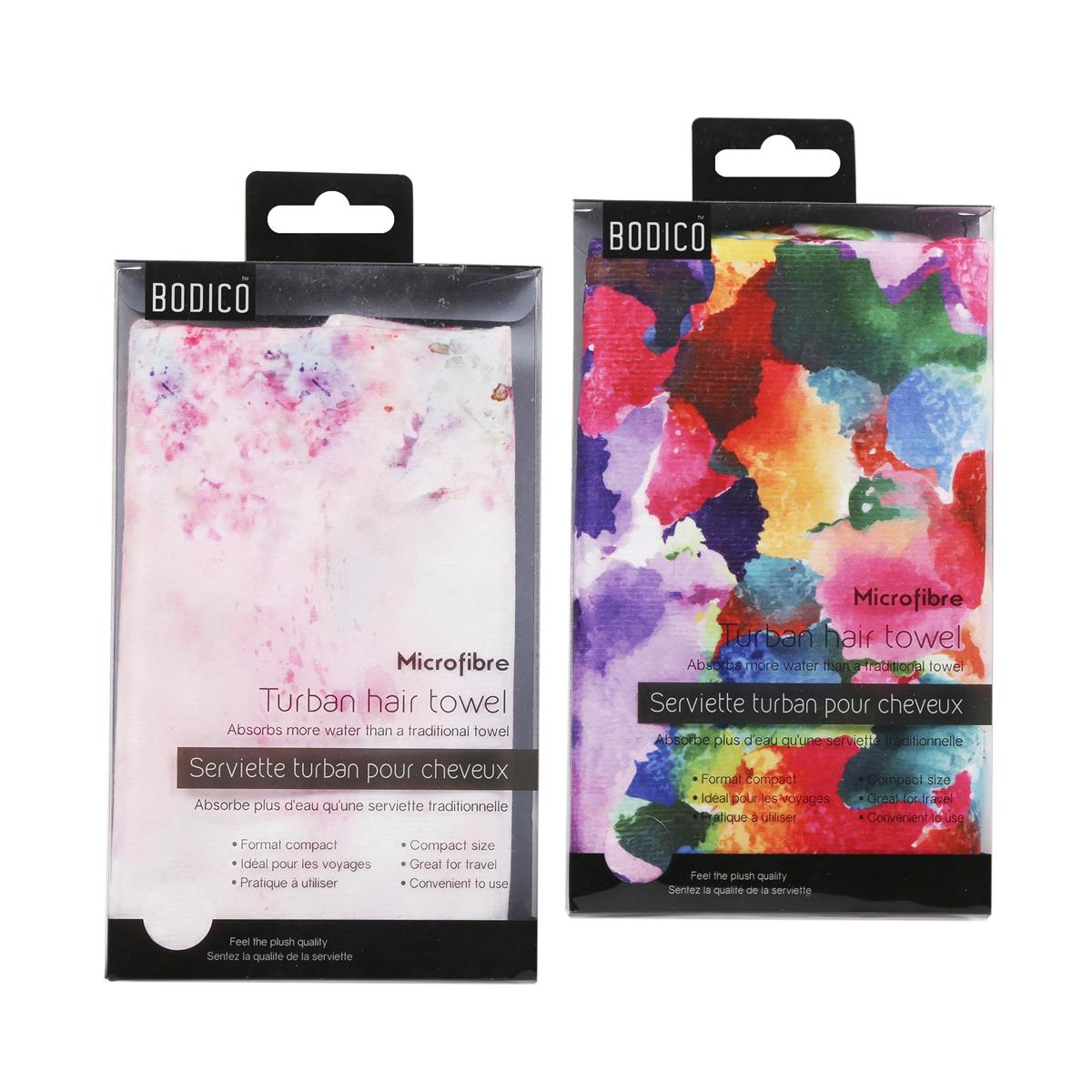 Bodico, Floral Hair Towel Turban 2 asst, pvc box