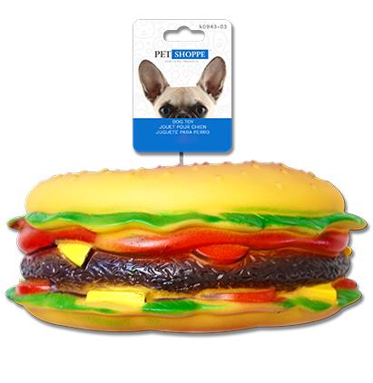 SQUEAKY DOG TOY LARGE HAMBURGER