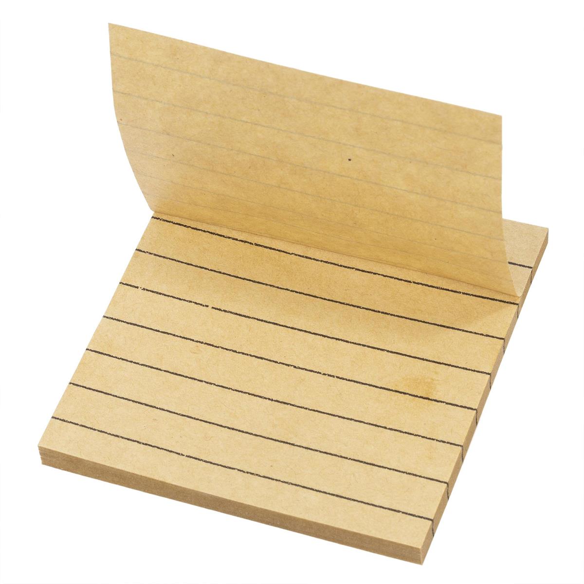 O.WKs.  50-sheet Sticky Notes, 2-pack 76x76mm,kraft Col., pbh