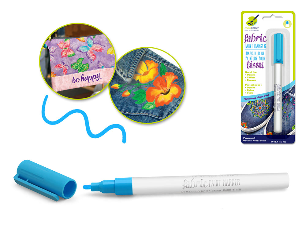 Color Factory: Fabric Paint Marker Permanent 3ml D) Bahama Blue