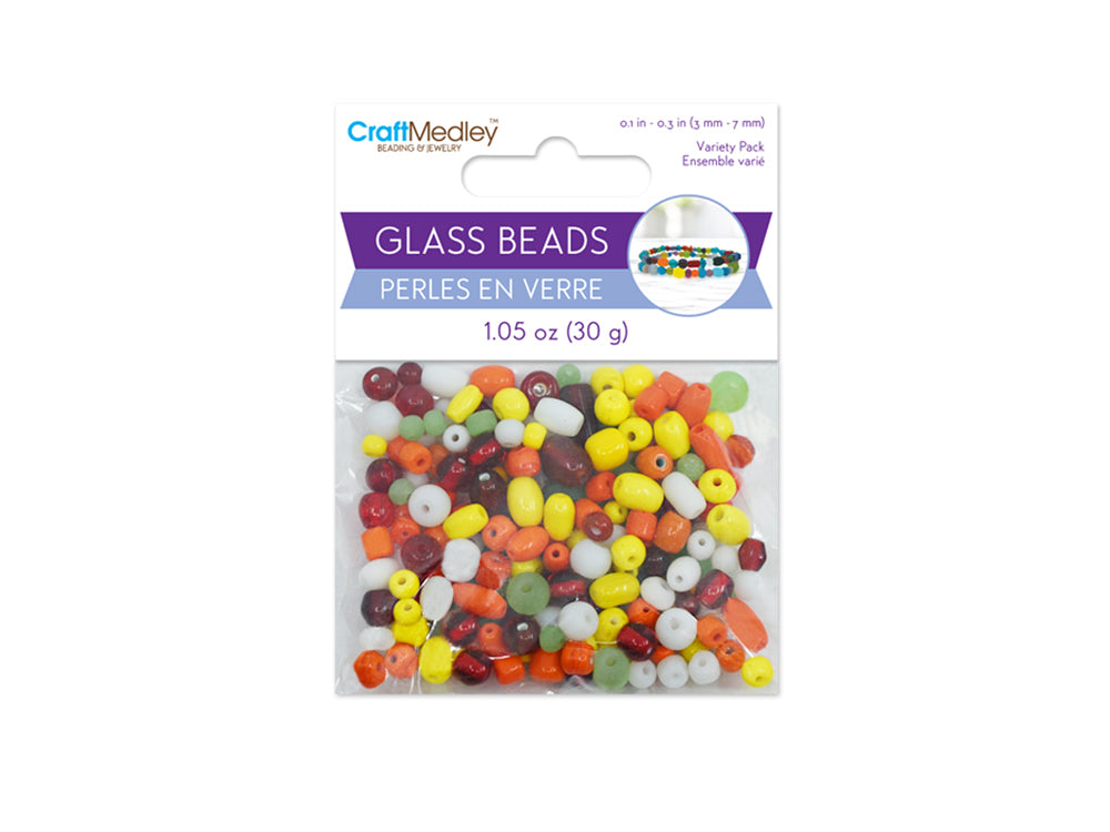 Glass Beads: 3mm-7mm Mix-Pack 30gms E) Tropicana