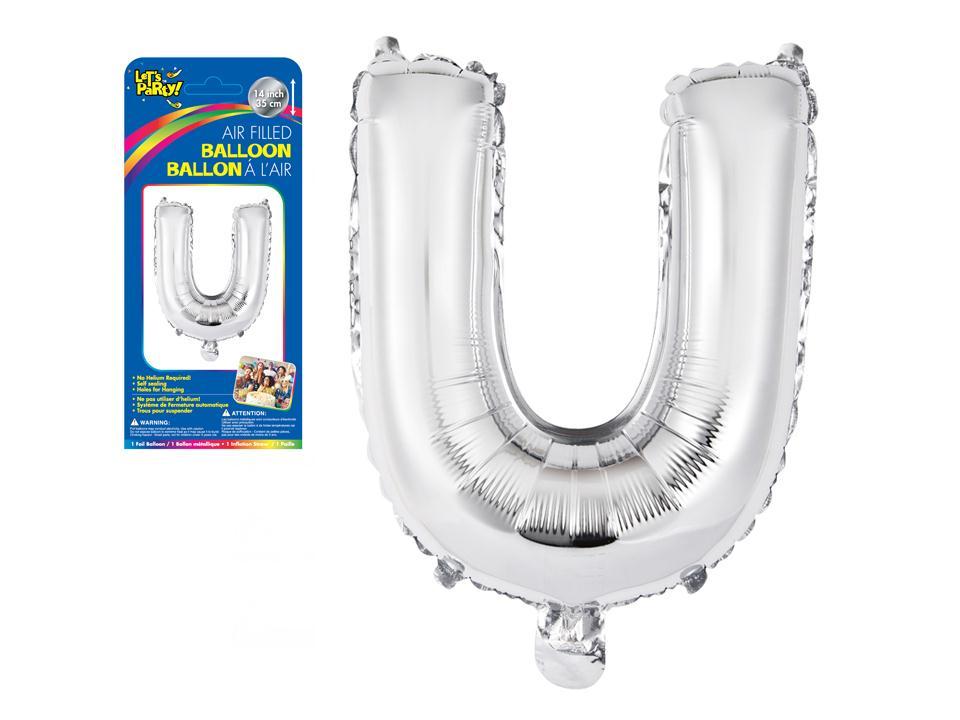 Let's Party "U" Silver Air Filled Balloon, 14"