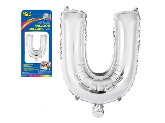 Let's Party "U" Silver Air Filled Balloon, 14"