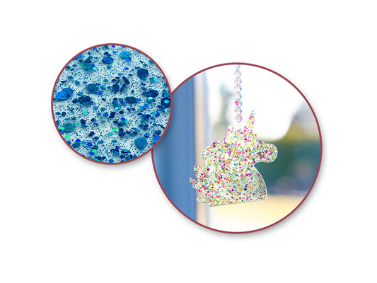Craft Decor: 8cm-10cm Glitter Infused Acrylic Ornament 2pc Asst A) Unicorn