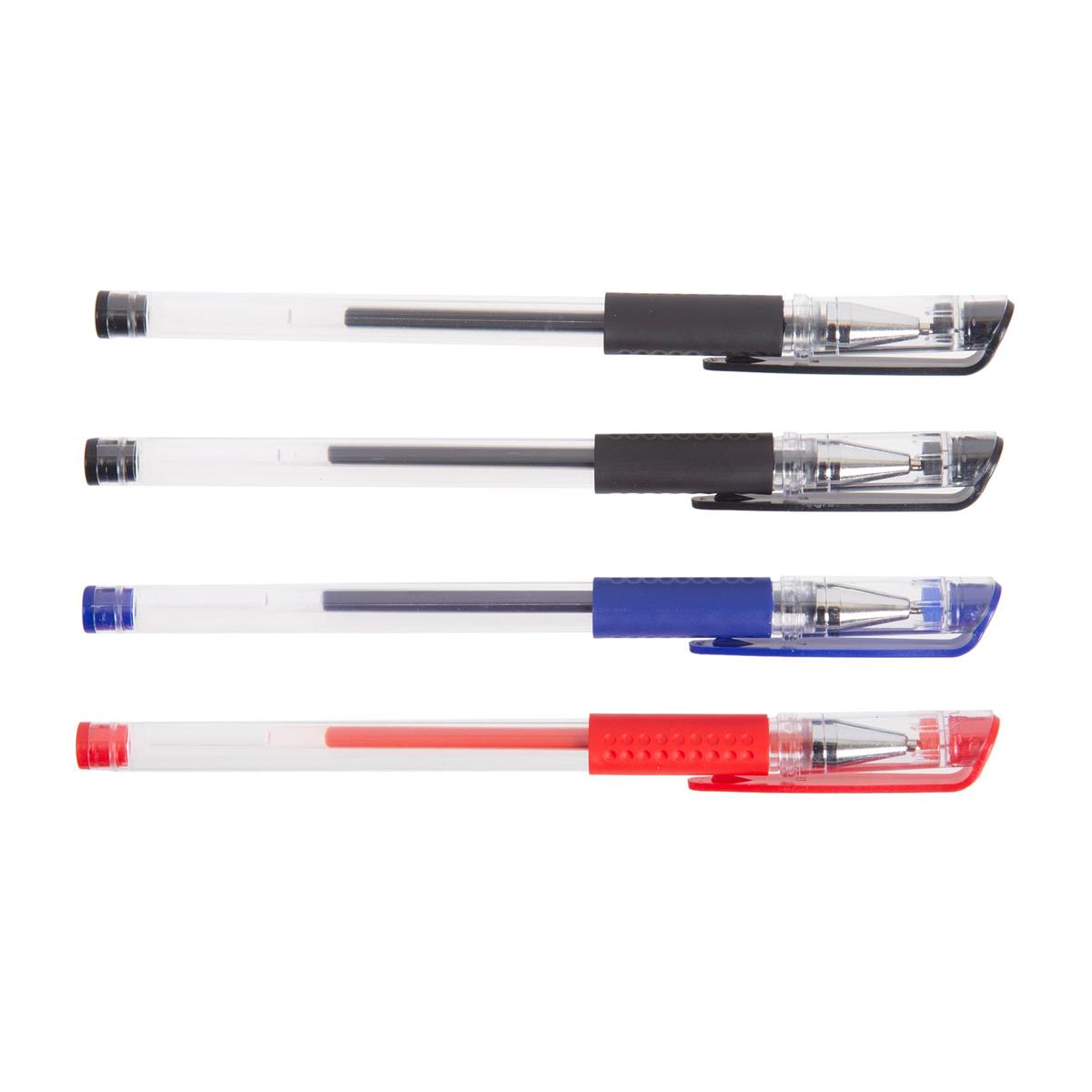 O.WKs. 4-pc. 0.7mm Gel Roller Ball Pen, Blue, Black & Red