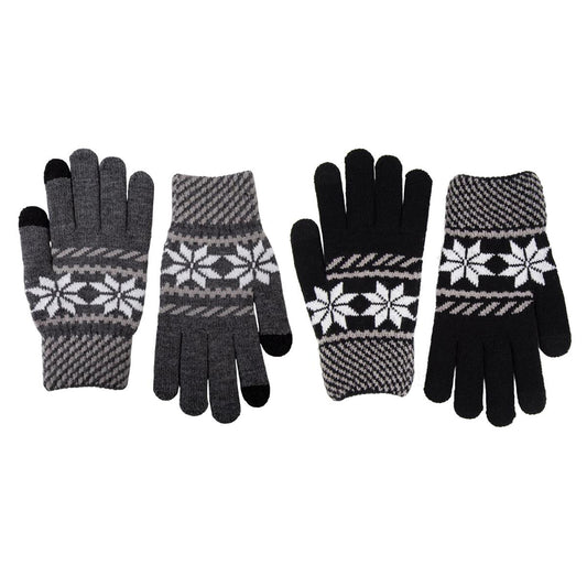 Nordic T. Knit Glove w Snowflake,Ladies, touch finger, 2 asst, hc