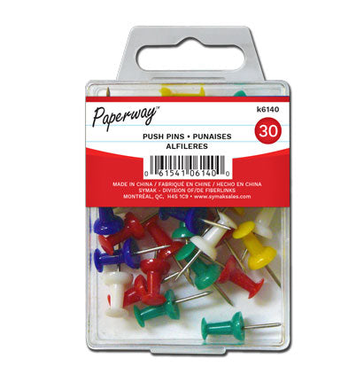30 PUSH PINS - ASST. COLOURS