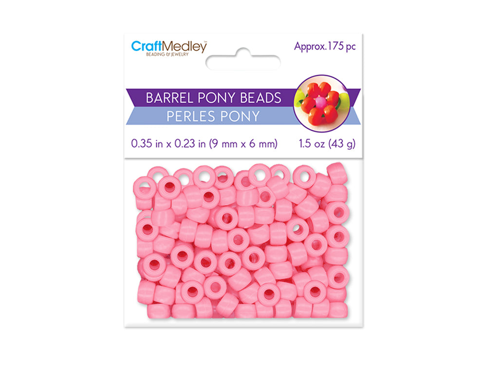 Pony Beads: 9mmx6mm Barrel Standard x175 N) Light Pink