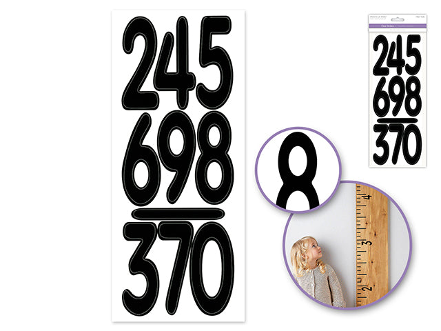Paper Craft Sticker: 5"x12" Letters & Numbers Medley Clear X) Numbers Black 3.5"