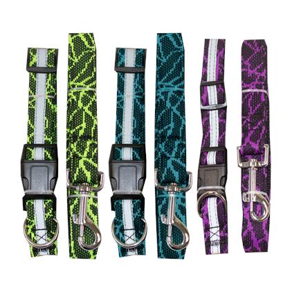 ZIGZAG MED LEASH /COLLAR SET-A -collar size:2.0*3