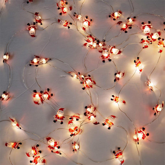 Deco Noel B/O. 20 LED String Lights, Santa, 7-ft, pvc box2xAA not included