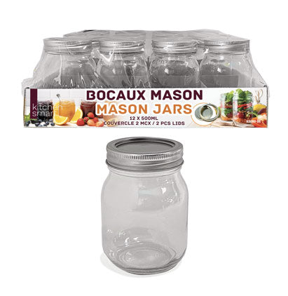 MASON GLASS JARS-500ML-12PCS PACK
