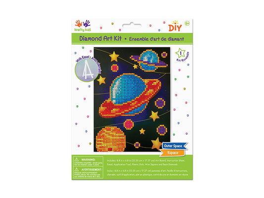 Krafty Kids Kit: 8.8"x6.8" DIY Diamond Painting Kit w/Easel D) Outer Space