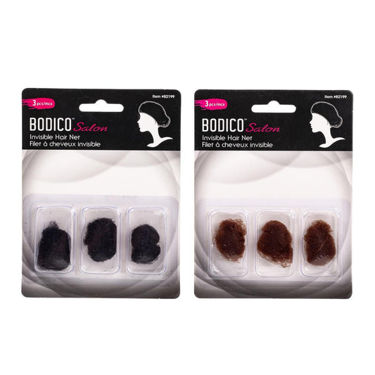 Bodico 3-pc Invisible Hair Net, 16-black, 8-brunette, b/c