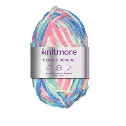 CANDY KNITTING YARN-WHITE/BLUE