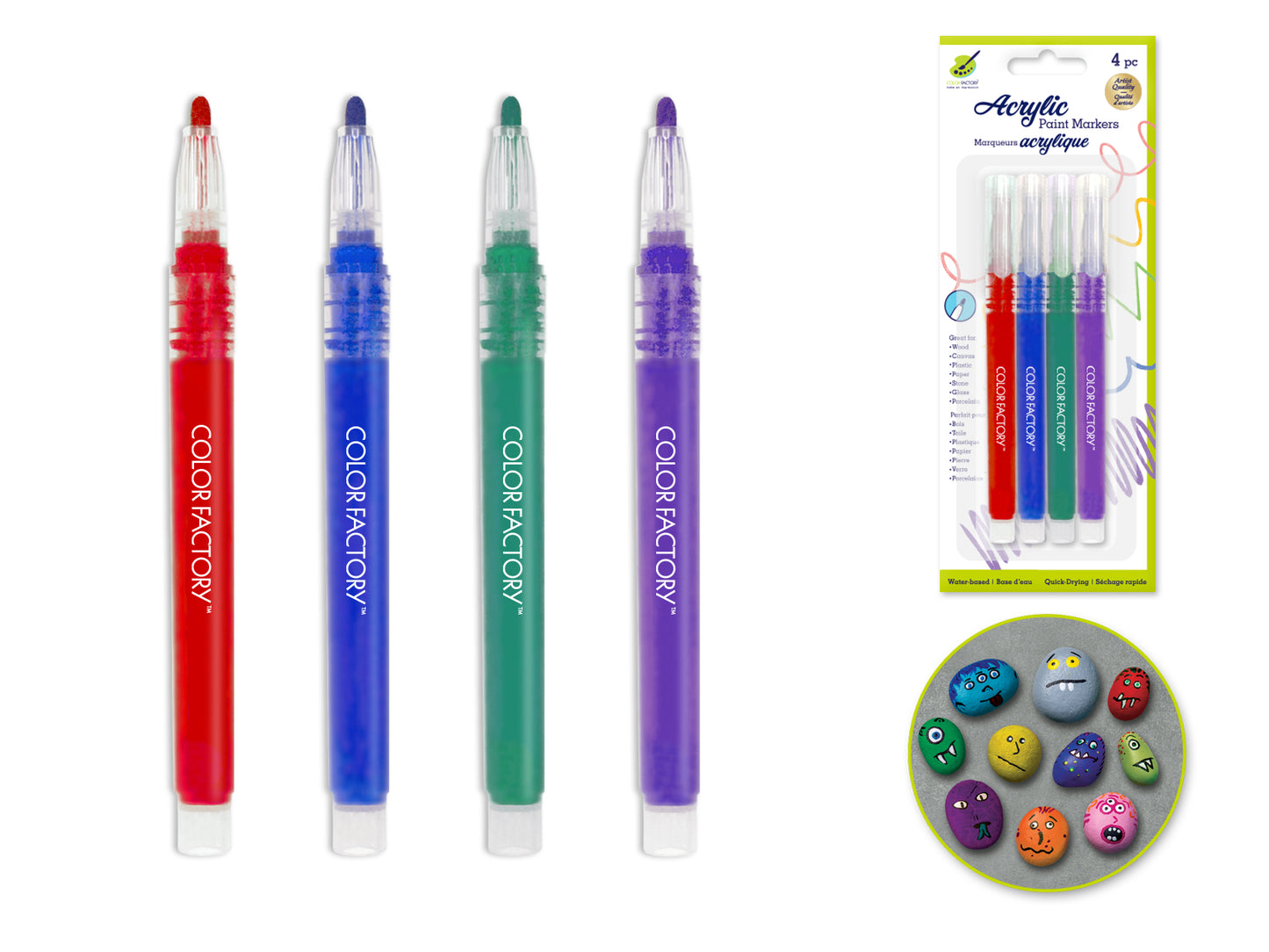 Color Factory: Premium Multi-Surface Acrylic Paint Markers 4pk B) Bold