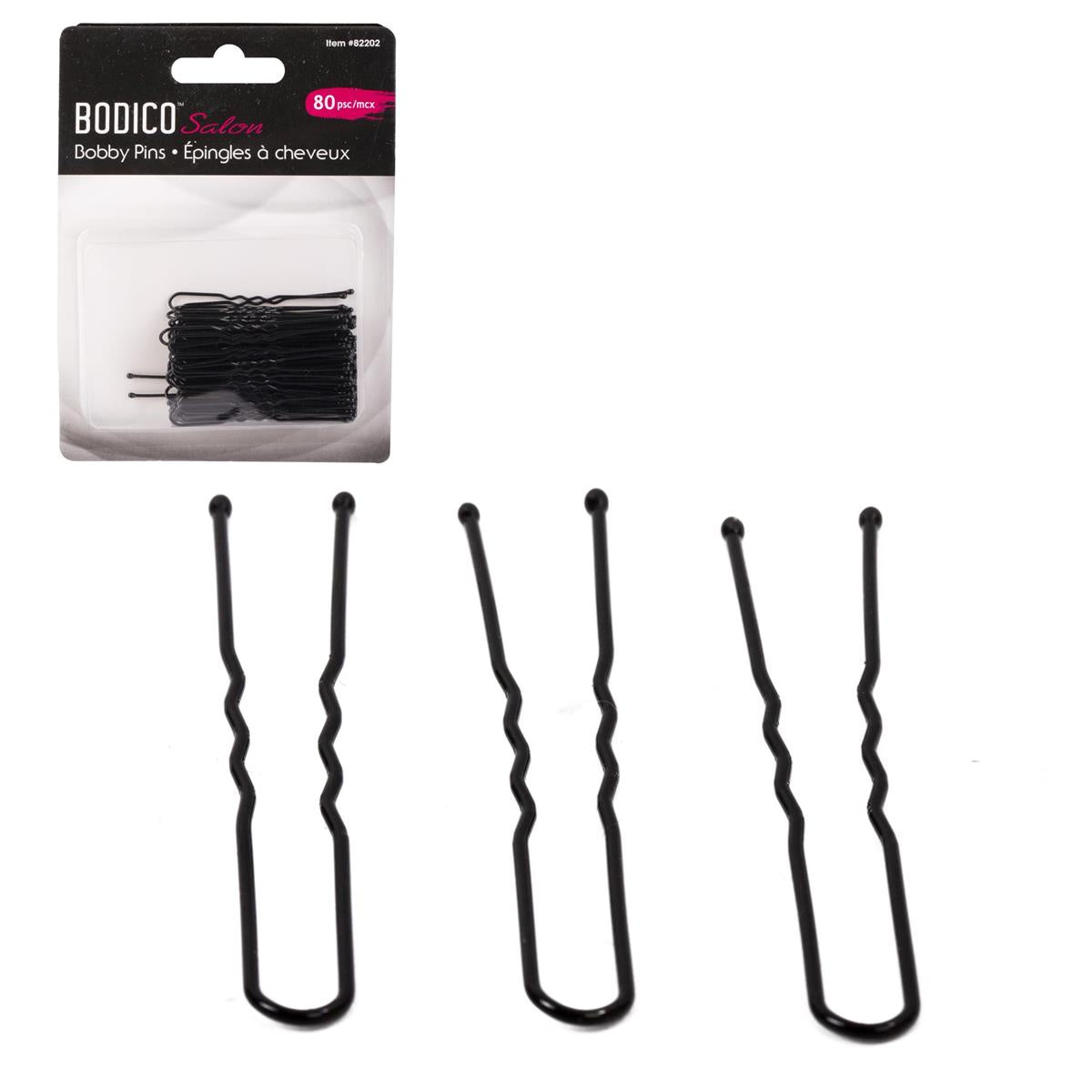 Bodico 80-pc Salon Bobby Pins, black only, b/c