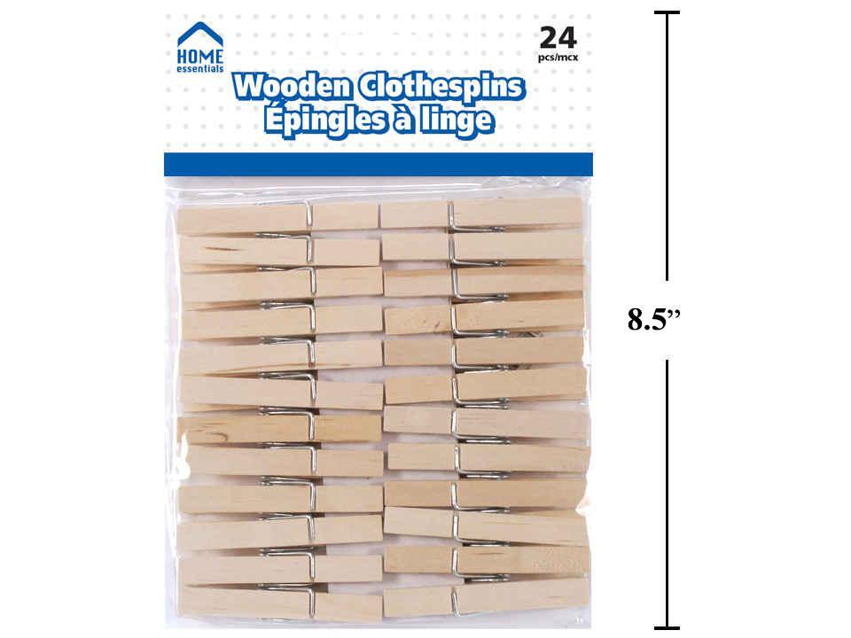 24pc Wooden Clothes Pins - Classic Laundry Hanging Pegs