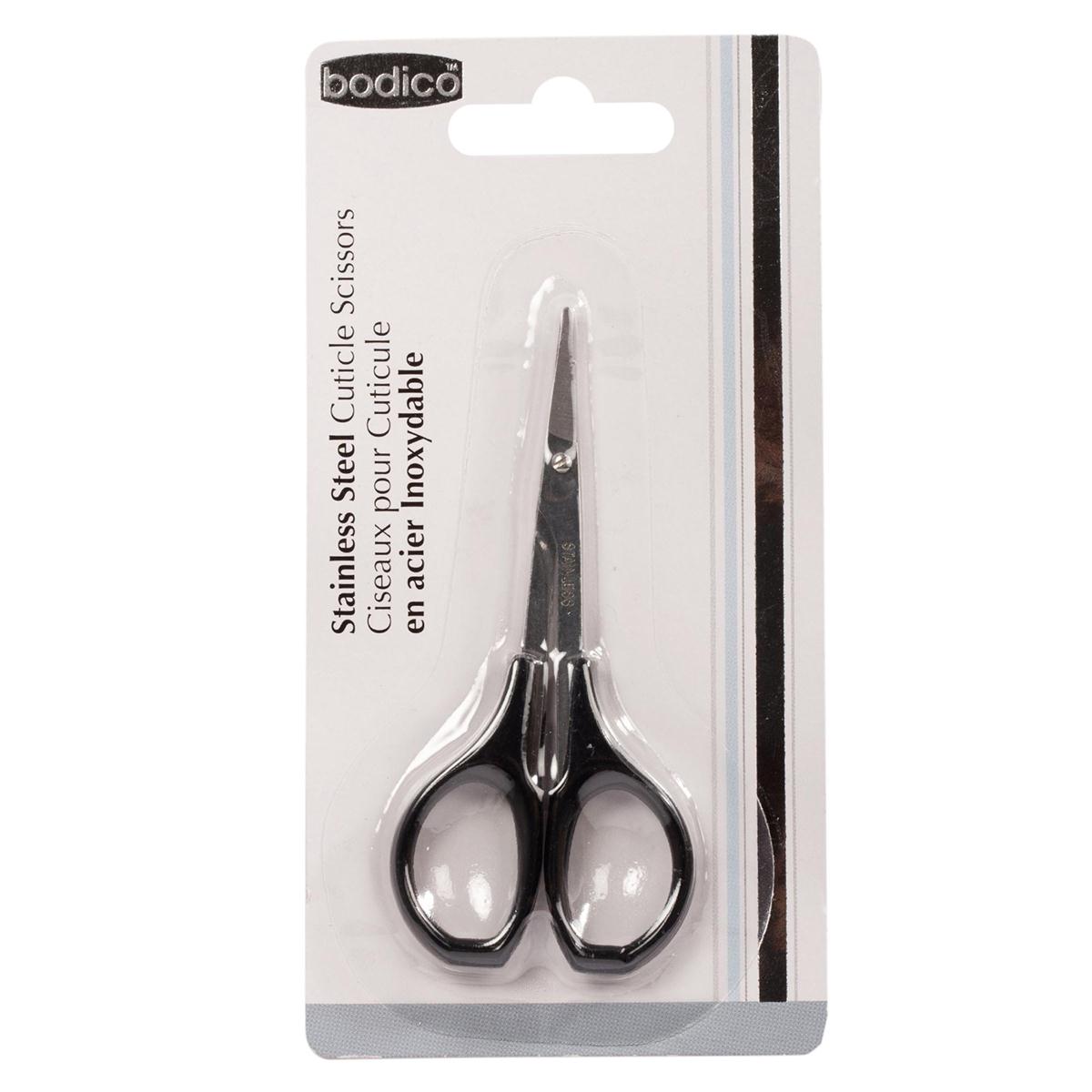 Bodico S/S Nail & Cuticle Scissors, b/c, black handle