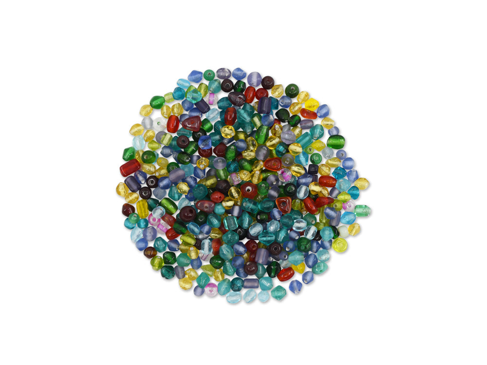 Glass Beads: 3mm-7mm Mix-Pack 30gms A) Glam Mix