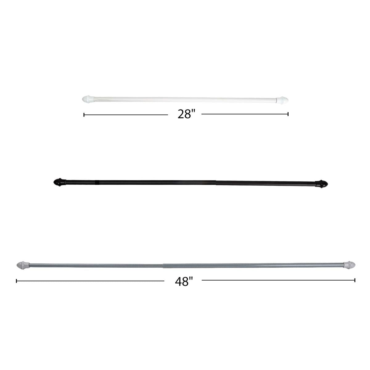 H.E., 28" to 48" Extendable Curtain Rod w/Holders, 3 Col., pbh