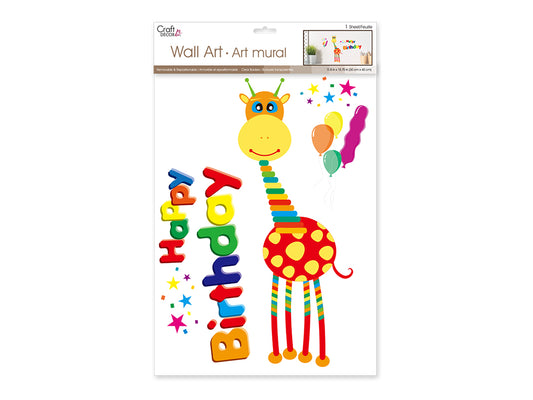 Craft Decor: 11.8"x15.75" Wall Art Clear D) Birthday Giraffe