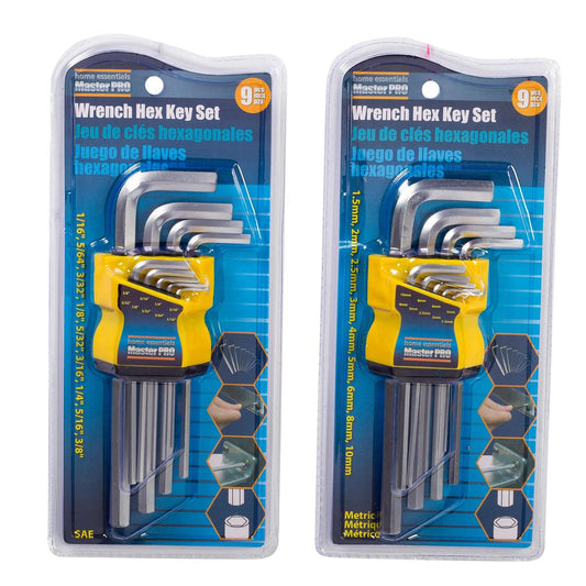 H.E. MasterPro  9-PC Wrench Hex Key 2 styles, Metric & Imperial