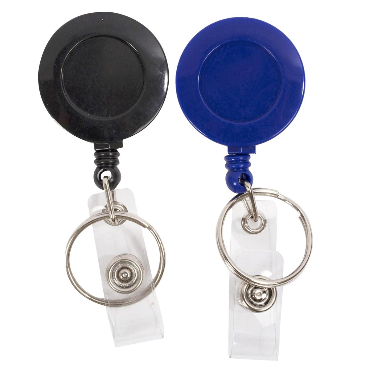 Desk Tech Key Chain w/ I.D. Holder, Retractable, 2 clr, clam shell