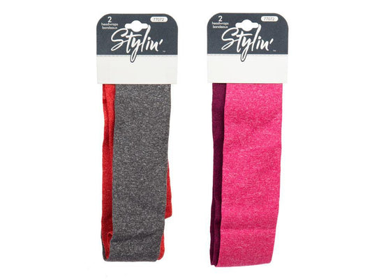 Stylin,2-PC Wide Heathered Headwrap h/c