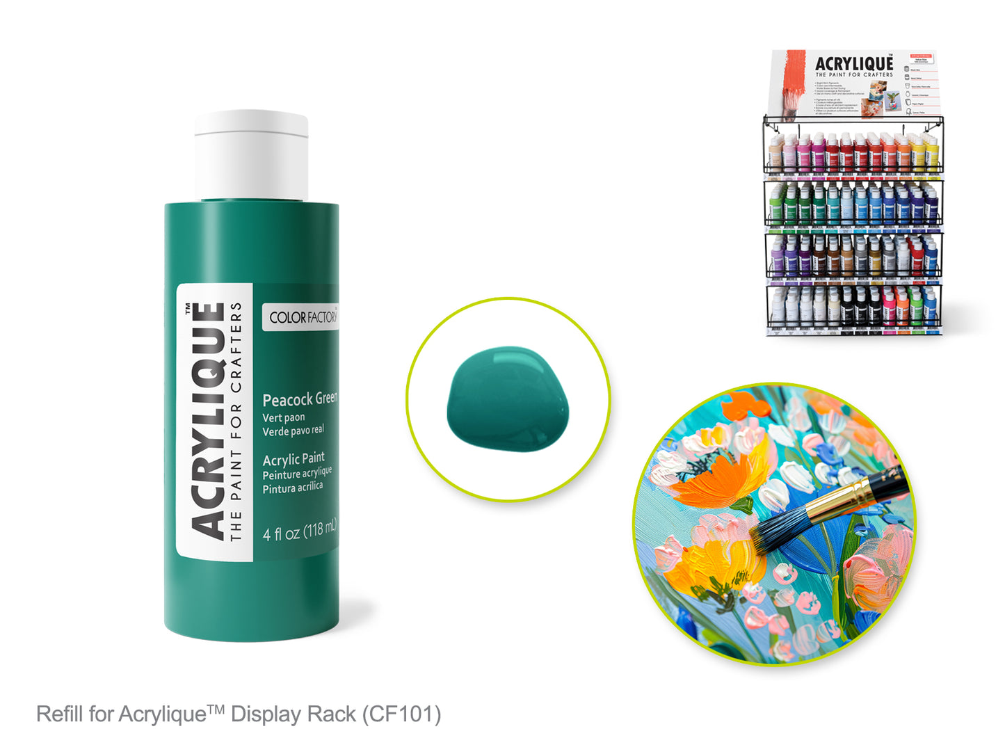 Color Factory: 4oz Acrylique Paint for Crafter's 150 Peacock Green