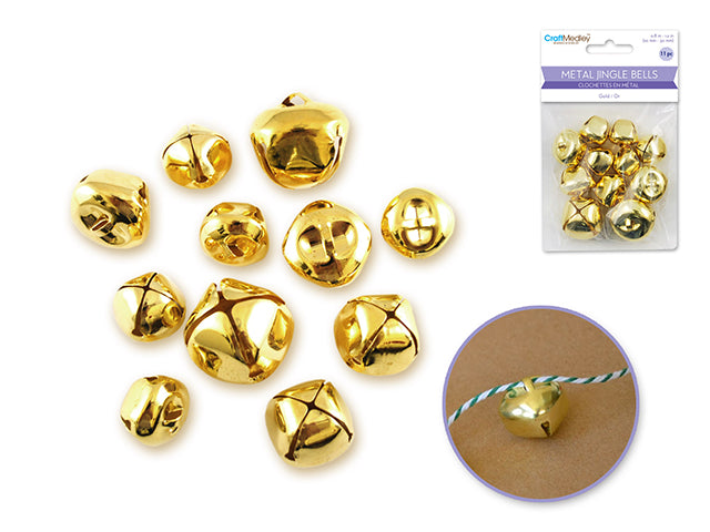 Craft Medley: 20mm-30mm Jingle Bells Metal A) Gold