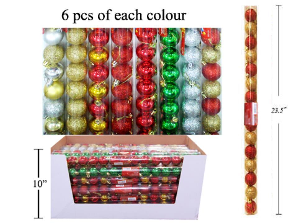 Deco N. 15pcs-40mm Ball Ornaments ,15pcs/tube, 8/s, 48/dsp (ES13748)